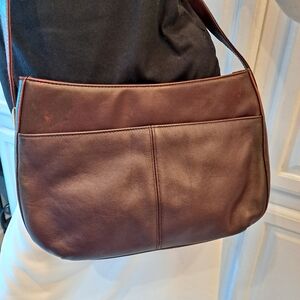 Jennifer Moore Dark Brown Burgundy Oxblood Smooth Leather Crossbody Bag